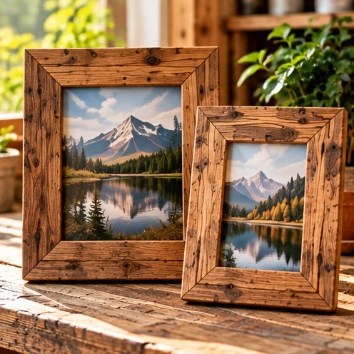 AI illustration of rustic wooden picture frames