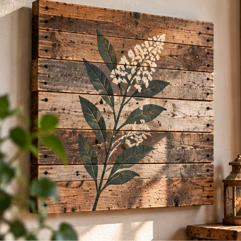 AI illustration of rustic wall sign made from rustic reclaimed wood